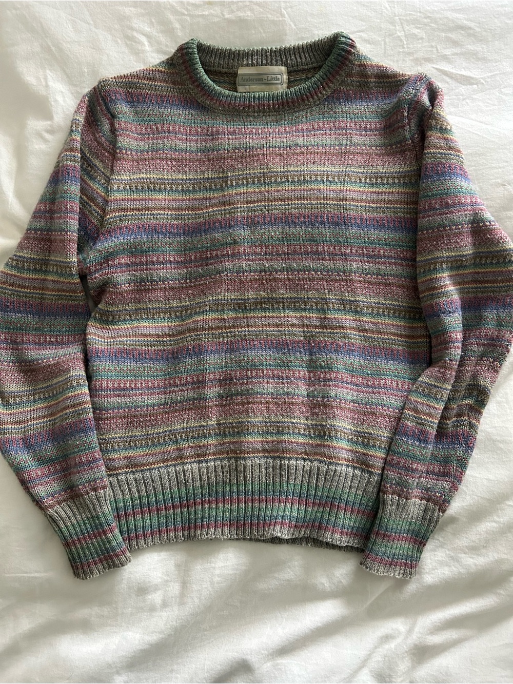 Vintage Anderson Little Multicolor Knit Stripe Crewneck Pullover Sweater Women’s